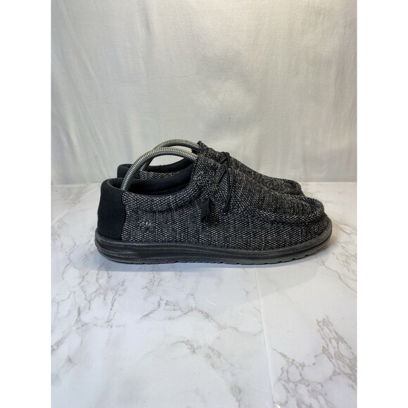 HEY DUDE WALLY WOVEN CARBON 110394300 SIZE 9 CASUAL SHOE MEN'S - Picture 2 of 7